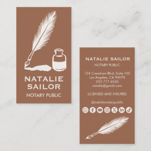 Feder-Tintenfeder-Logo Notar PUBLIC CUSTOM Visitenkarte