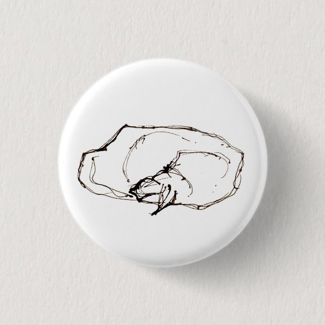 Feder-und-Tinte-Kunst Schlafende Katze Zeichnung Button (Vorderseite)