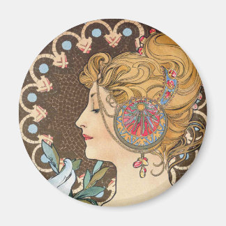Feder von Alphonse Mucha - Vintage Art Nouveau Magnet