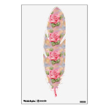 Feder-Wand-Abziehbild mit rosa Rosen