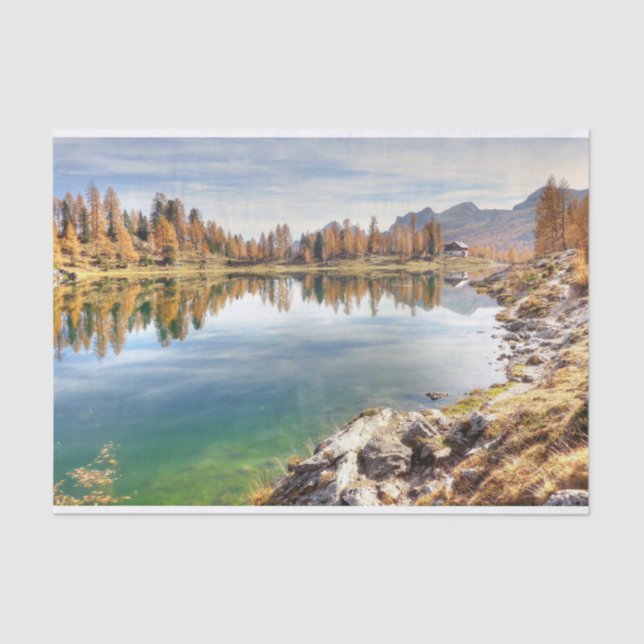 Federa Lake Landscape - Lago Federa , Italien Seidenpapier (Vorderseite)