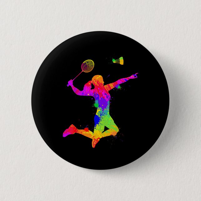 Federball, Badmintonspieler, Mädchen, Frauen, Button (Vorderseite)