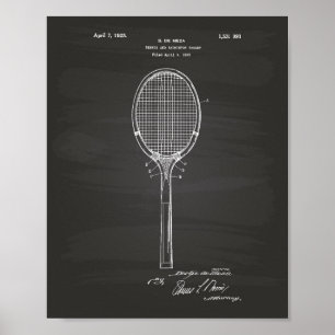 Federballschläger 1925 Patent Kunst Tafelbild Poster