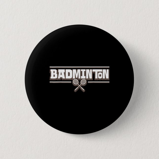 Federballschläger - Lustiger Federballspieler  Button (Vorderseite)
