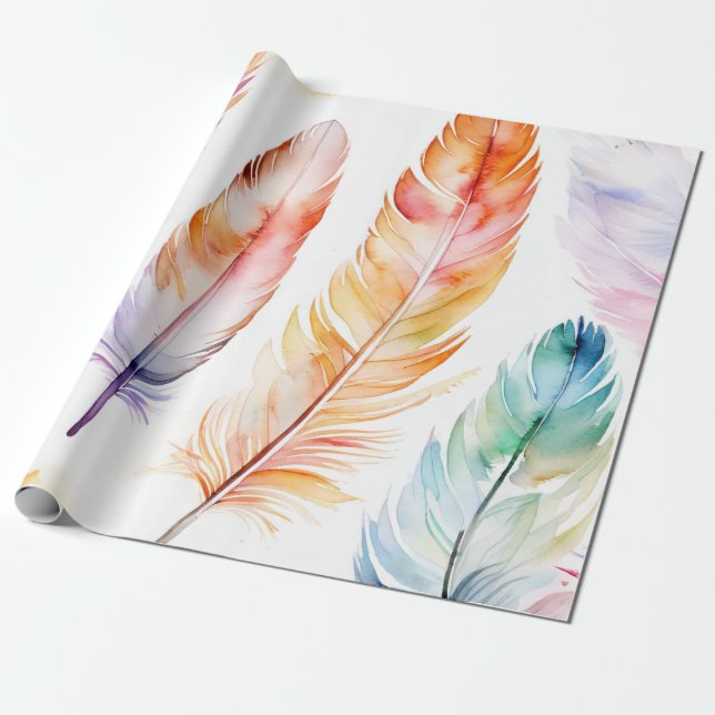 Federbeleuchtung: Aquarellmuster Geschenkpapier (Ungerollt)