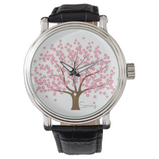 Federblossom Tree Vintag Lederuhr Armbanduhr