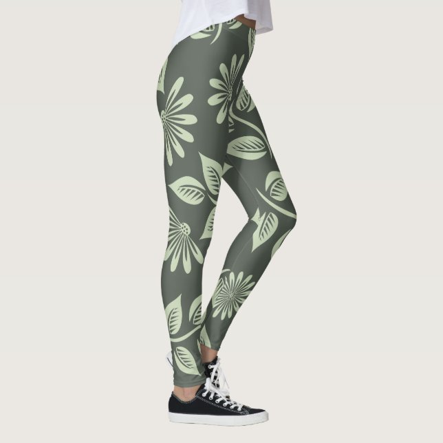 Federblumenmuster Leggings (Rechts)