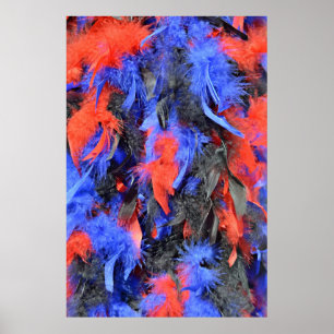 Federboa in den roten blauen und schwarzen Farben Poster