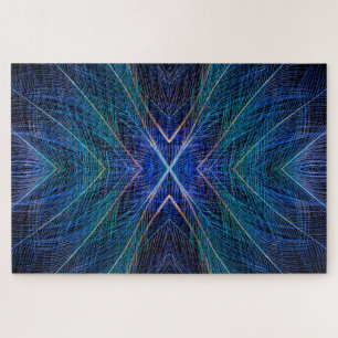 Federdesign für blaues Fraktal Puzzle