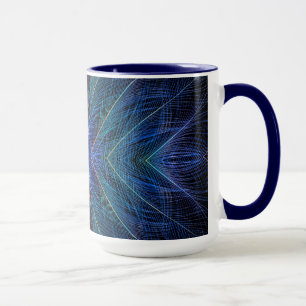 Federdesign für blaues Fraktal Tasse