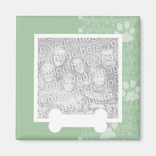 Federgrüne Paws und Foto-Knochenmagnete Magnet (Vorne)