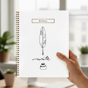 Federkiel Custom-Schreibung Gold Personalisiert Notizbuch