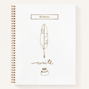 Federkiel Custom-Schreibzug Goldton Personalisiert Notizbuch