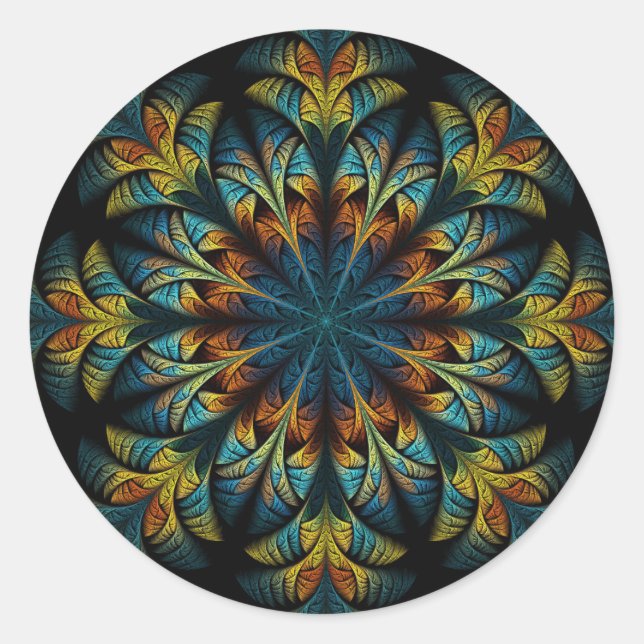 Federkleber für die Blume Runder Aufkleber (Vorderseite)