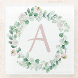 Federkranz mit Buchstaben, individuell einstellbar Glasuntersetzer