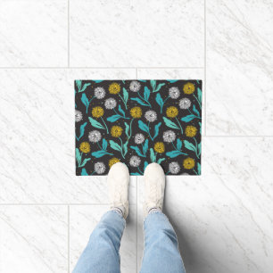 Federkronen-Blume und Blätter Design Fußmatte