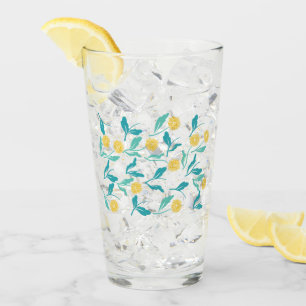 Federkronen-Blume und Blätter Design Glas