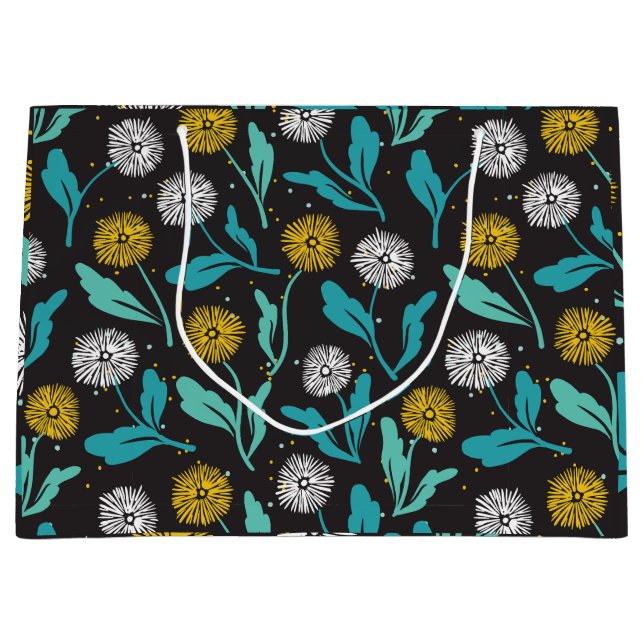 Federkronen-Blume und Blätter Design Große Geschenktüte (Vorderseite)
