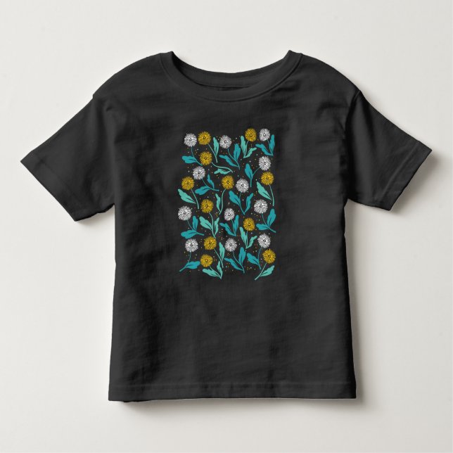 Federkronen-Blume und Blätter Design Kleinkind T-shirt (Vorderseite)