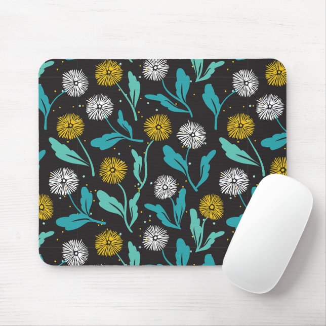 Federkronen-Blume und Blätter Design Mousepad (Mit Mouse)
