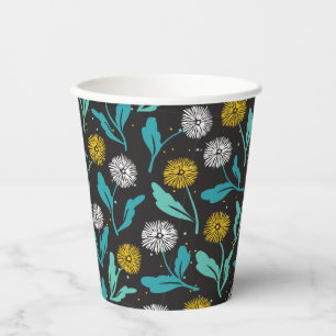 Federkronen-Blume und Blätter Design Pappbecher