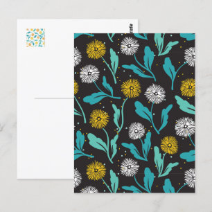 Federkronen-Blume und Blätter Design Postkarte
