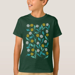 Federkronen-Blume und Blätter Design T-Shirt