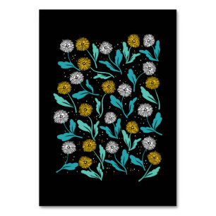 Federkronen-Blume und Blätter Design Tischnummer