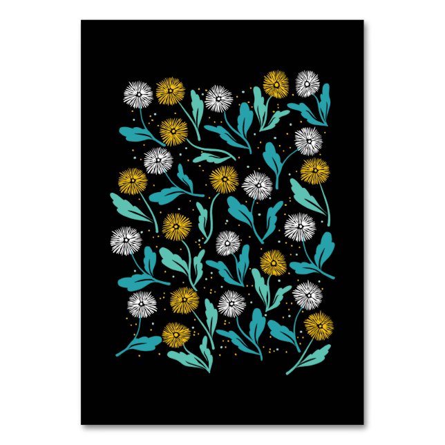 Federkronen-Blume und Blätter Design Tischnummer (Vorderseite)