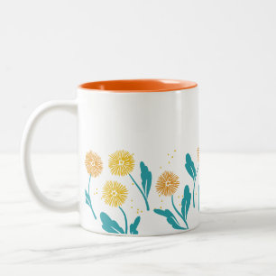 Federkronen-Blume und Blätter Design Zweifarbige Tasse