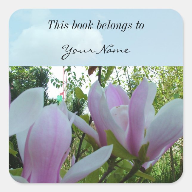 Federlicht lila magnolische Blume Quadratischer Aufkleber (Vorderseite)