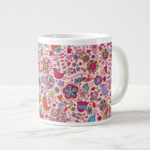 Federmuster mit bunten Blume Jumbo-Tasse