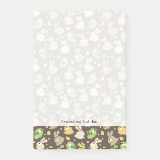 Federmuster mit Ostereiern, Vögeln Post-it Klebezettel (Vorderseite)