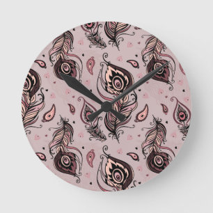 Federmuster Runde Wanduhr