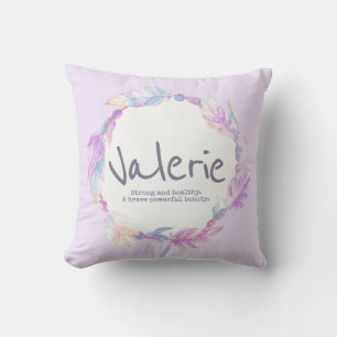 Federn Aquarellname bedeutet Valerie Kissen