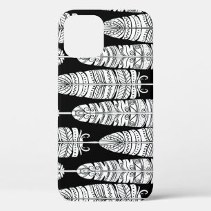 Federn Boho: Schwarz-Weiß-Muster Case-Mate iPhone Hülle