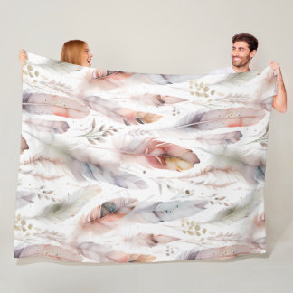 Federn flüstern - Elegante Natur Inspiriert Fleecedecke