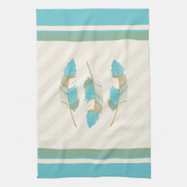 Federn in Creme, Blau und Grün Handtuch