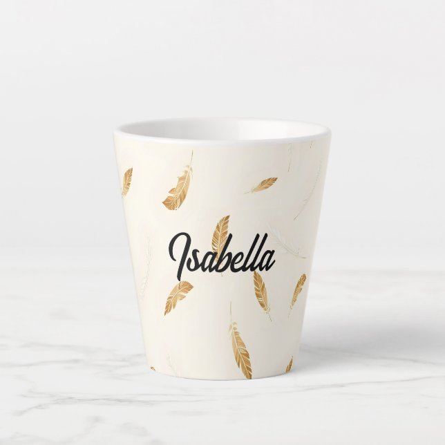 Federn Luxus Moderne Boho-Kollektion Milchtasse (Vorderseite)