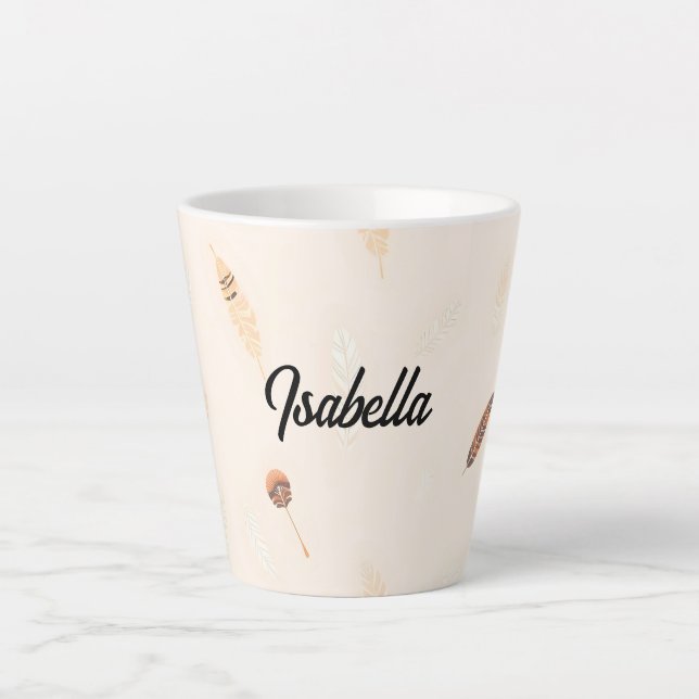 Federn Luxus-Popular-Boho-Kollektion Milchtasse (Vorderseite)