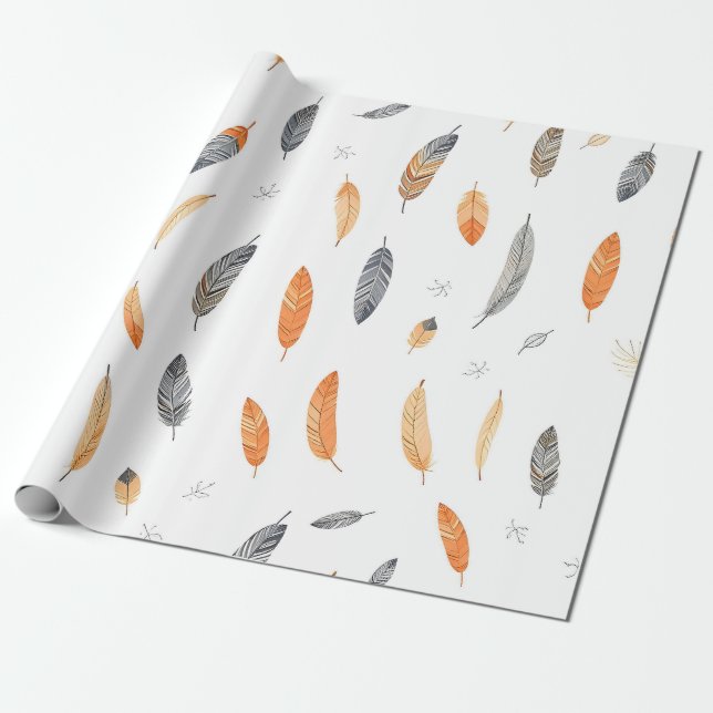 Federn Luxus-Trendy-Boho-Kollektion Geschenkpapier (Ungerollt)
