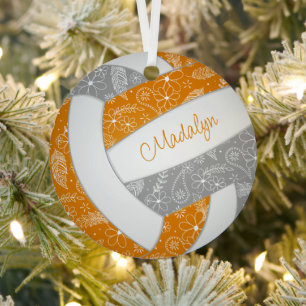 Federn Paisle Muster orange graue Volleyball Ornament Aus Metall