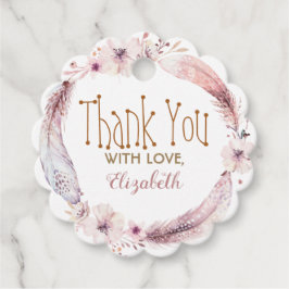 Federn und Blume Kranz Geschenkanhänger