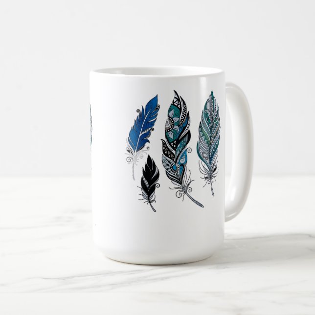 Federn und Farben tanzen  Kaffeetasse (VorderseiteRechts)