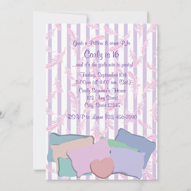 Federn und Kissen/ Geburtstag Einladung (Vorderseite)