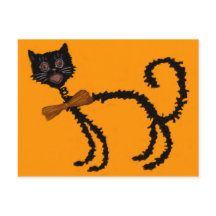Federndes schwarzes Katzen-Halloween-Dekoration