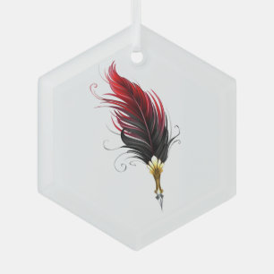 Federnstift mit Goldnippe Ornament Aus Glas