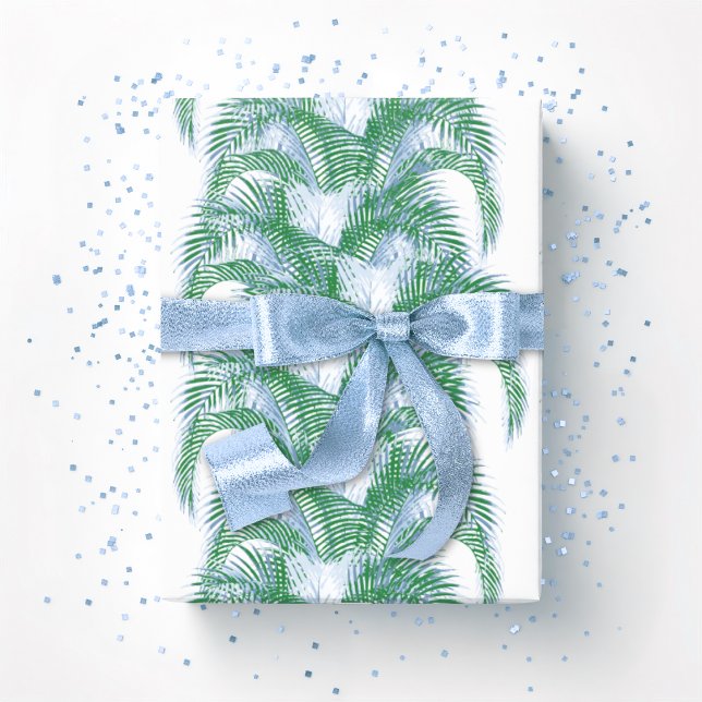 Federpalmenblätter in Blau und Grün Geschenkpapier (Von Creator hochgeladen)