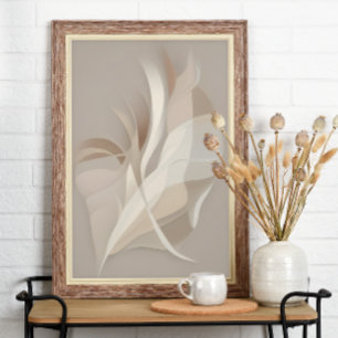 "Federrhapsodie" Beige abstrakte Kunst Poster