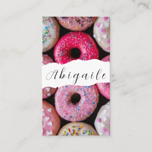 Federvektor Nahtlose Vintage-Donuts Visitenkarte